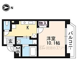 ファービースコート東野 3階1Kの間取り
