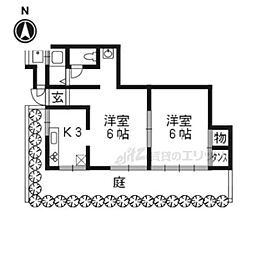 JR東海道・山陽本線 山科駅 徒歩30分の賃貸一戸建て 1階2Kの間取り