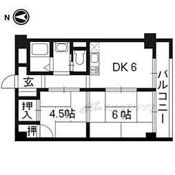 桃山グランドハイツ 2DKの間取図画像