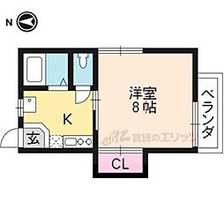 ハイツニシムラII 1階1Kの間取り