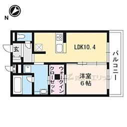 近鉄京都線 竹田駅 徒歩25分の賃貸アパート 1階1LDKの間取り