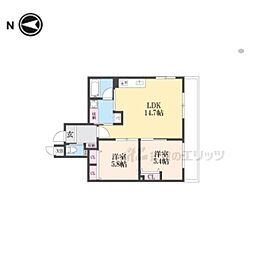 インサイトルポ山科新十条 2階2LDKの間取り