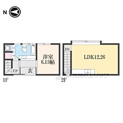 JR東海道・山陽本線 山科駅 徒歩10分の賃貸アパート 1階1LDKの間取り