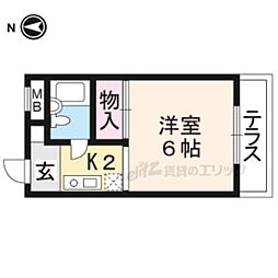 安井マンション 1階1Kの間取り