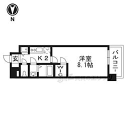 JR東海道・山陽本線 西大路駅 徒歩5分の賃貸マンション 6階1Kの間取り