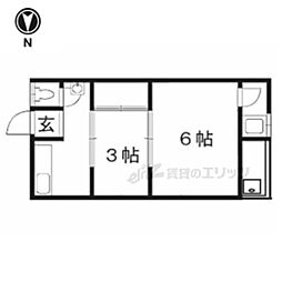 輝湖里荘 2階2Kの間取り