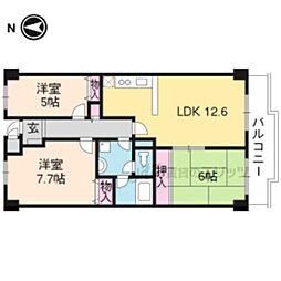 ベルヴィ西浦 4階3LDKの間取り