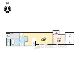 京阪本線 淀駅 徒歩6分の賃貸アパート 2階1LDKの間取り