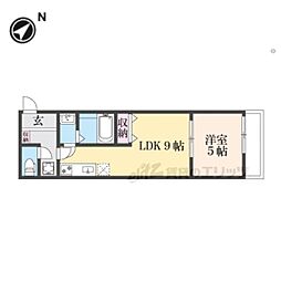 メゾン・ド・ブランシェ山科駅前 1階1LDKの間取り