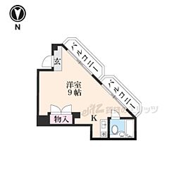 シャトーカズキ 4階ワンルームの間取り