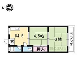 フォーブル醍醐 2階2DKの間取り