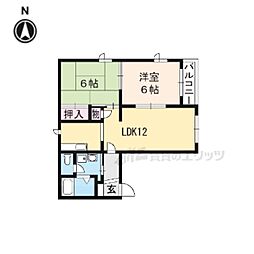 アネックス澤野井 1階1LDKの間取り