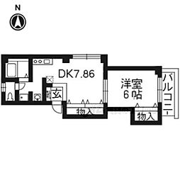 プレステージ琴弾山 1DKの間取図画像