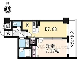京都地下鉄東西線 椥辻駅 徒歩10分の賃貸マンション 2階1LDKの間取り