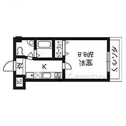 ルーミネス芦谷二番館 2階1Kの間取り