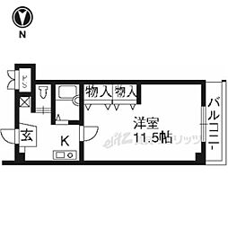 近鉄京都線 小倉駅 徒歩1分の賃貸マンション 3階1Kの間取り