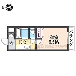 コーポ林 2階1Kの間取り