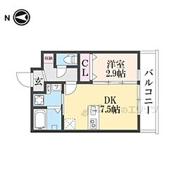 FORT SAKURA椥辻 2階1LDKの間取り