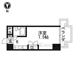 サンヒルズハウス 5階1Kの間取り