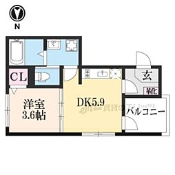 京阪本線 鳥羽街道駅 徒歩5分の賃貸アパート 3階1DKの間取り