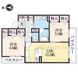 ミラーエステートイーストビル 3階2LDKの間取り