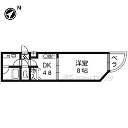 JR東海道・山陽本線 山科駅 徒歩8分の賃貸マンション 4階1DKの間取り
