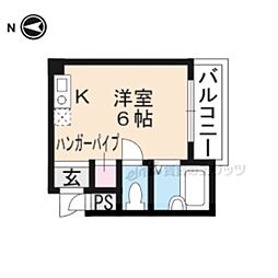 七条ソフィア 2階1Kの間取り