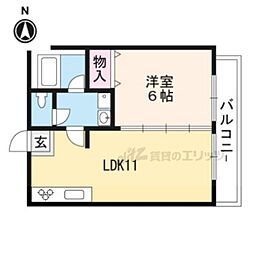 京都地下鉄東西線 山科駅 徒歩12分の賃貸アパート 2階1LDKの間取り