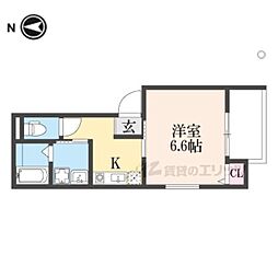 コンプレト醍醐 1Kの間取図画像