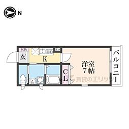 京阪本線 中書島駅 徒歩9分の賃貸アパート 3階1Kの間取り