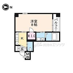 ラ・ベルヴィ 2階1Kの間取り