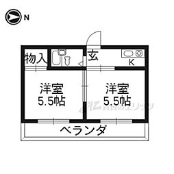 ディアコート 1階2Kの間取り