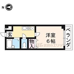 京都地下鉄東西線 椥辻駅 徒歩7分の賃貸マンション 1階1Kの間取り