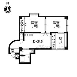 第19長栄サウスヴィラ桂川 2階2DKの間取り