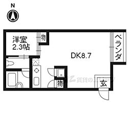 JR山陰本線 梅小路京都西駅 徒歩6分の賃貸マンション 1階1DKの間取り
