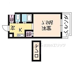 京阪本線 鳥羽街道駅 徒歩4分の賃貸マンション 4階1Kの間取り