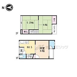 京阪京津線 追分駅 徒歩12分の賃貸一戸建て 1階3Kの間取り