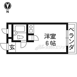 朝日プラザ鴨川II 4階ワンルームの間取り