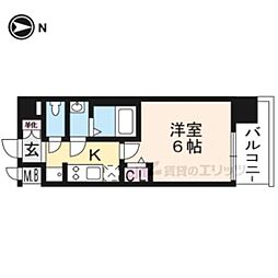プレサンスTHE KYOTO東福寺EAST 5階1Kの間取り