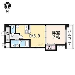京阪本線 中書島駅 徒歩4分の賃貸マンション 2階1LDKの間取り