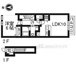 ベルヒルズ・アン 2階1LDKの間取り