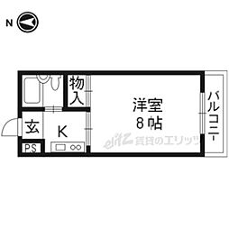 コート黄檗 3階1Kの間取り
