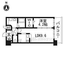 プレサンスTHE KYOTO華苑 6階1DKの間取り