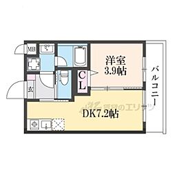 仮）西野岸ノ下町アパート 3階1DKの間取り