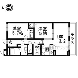 グラン　ティユール 1階2LDKの間取り