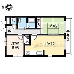 ディアハイム緑ヶ丘 1階2LDKの間取り