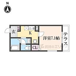 兼六荘 1Kの間取図画像