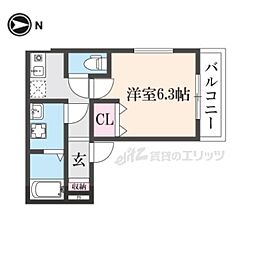 兼六荘 1Kの間取図画像