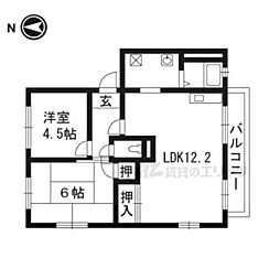 パルファンドコガ2 2LDKの間取図画像