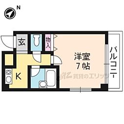 フォルム御陵 1Kの間取図画像